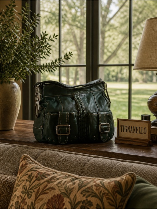 Handbags - Tignanello Women’s Green Leather Satchel Handbag